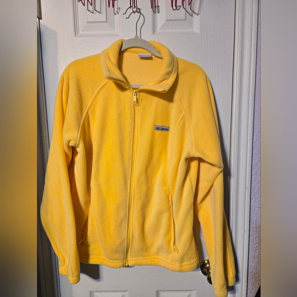 Columbia Yellow Zip Up Jacket Vibrant Fleece Design